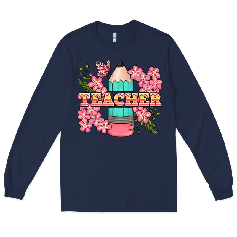 Teacher Floral Pencil Long Sleeve Tee by BundleAndBundleShop | Teevron