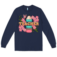 Navy teacher floral pencil Long Sleeve Tee - BundleAndBundleShop