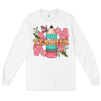 White teacher floral pencil Long Sleeve Tee - BundleAndBundleShop
