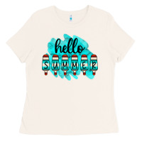 Bone Hello Summer Serape Turquoise Ladies Tee - CowCowDesign