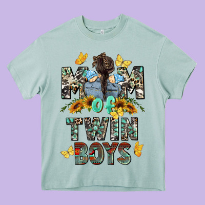 Mom Of Twin Boys Mother's Day Heavy Core Tee Designed By Cowgirlartshop