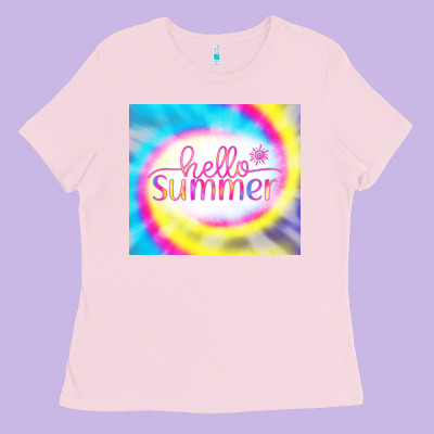 Hello Summer Tie Dye Tumbler Ladies Tee Designed By Cowcowdesign