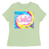 Matcha Hello Summer Tie Dye Tumbler Ladies Tee - CowCowDesign