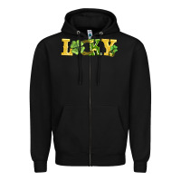 Black lucky horseshoe and four leaf clover Zipper Hoodie - AdoDesignShop