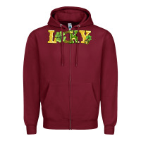 Burgundy lucky horseshoe and four leaf clover Zipper Hoodie - AdoDesignShop