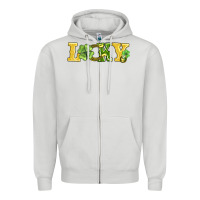 Dove Grey lucky horseshoe and four leaf clover Zipper Hoodie - AdoDesignShop