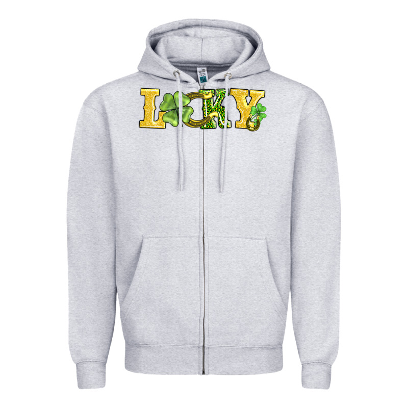 Lucky Horseshoe And Four Leaf Clover Zipper Hoodie by AdoDesignShop | Teevron