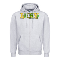 Heather Grey lucky horseshoe and four leaf clover Zipper Hoodie - AdoDesignShop