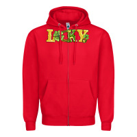 Red lucky horseshoe and four leaf clover Zipper Hoodie - AdoDesignShop