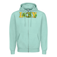 Seafoam lucky horseshoe and four leaf clover Zipper Hoodie - AdoDesignShop