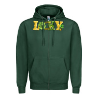 Sports Green lucky horseshoe and four leaf clover Zipper Hoodie - AdoDesignShop