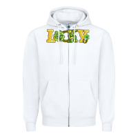White lucky horseshoe and four leaf clover Zipper Hoodie - AdoDesignShop