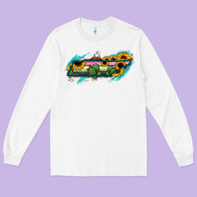 Tennessee Map Sunflower Cactus Serape Long Sleeve Tee Designed By Ranaportraitstore