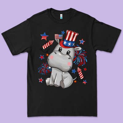 Fourth Of July Hippopotamus Premium Tee Designed By Cowgirlartshop