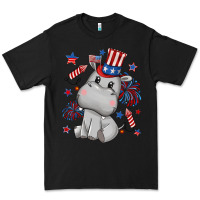 Black fourth of july hippopotamus Premium Tee - CowGirlArtShop