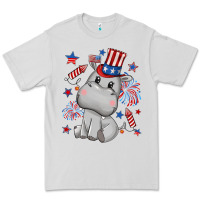 Dove Grey fourth of july hippopotamus Premium Tee - CowGirlArtShop