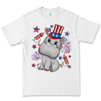 White fourth of july hippopotamus Premium Tee - CowGirlArtShop
