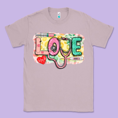 Love Nursing Leopard Background Classic Tee Designed By Cowgirlartshop