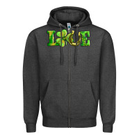 Charcoal Heather love with horseshoe Zipper Hoodie - AdoDesignShop