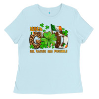 Baby Blue with god all things are possible Ladies Tee - OliviaCreatesArt