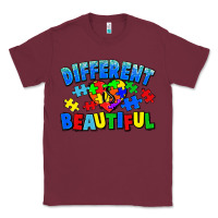 Burgundy Different is beautiful Autism Classic Tee - CowGirlArtShop