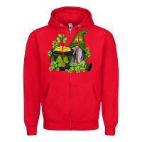 Red st patricks gnome and pot of gold Zipper Hoodie - AdoDesignShop
