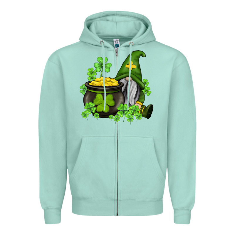 St Patricks Gnome And Pot Of Gold Zipper Hoodie by AdoDesignShop | Teevron