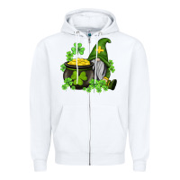 White st patricks gnome and pot of gold Zipper Hoodie - AdoDesignShop