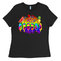 Black Hello Summer Tie Dye Ladies Tee - CowCowDesign