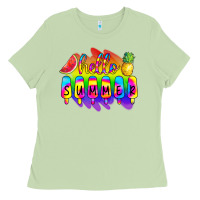 Matcha Hello Summer Tie Dye Ladies Tee - CowCowDesign