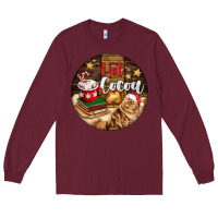 Burgundy Hot Cocoa With Cat Long Sleeve Tee - FaDigitalArtStudio