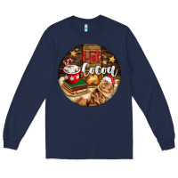 Navy Hot Cocoa With Cat Long Sleeve Tee - FaDigitalArtStudio