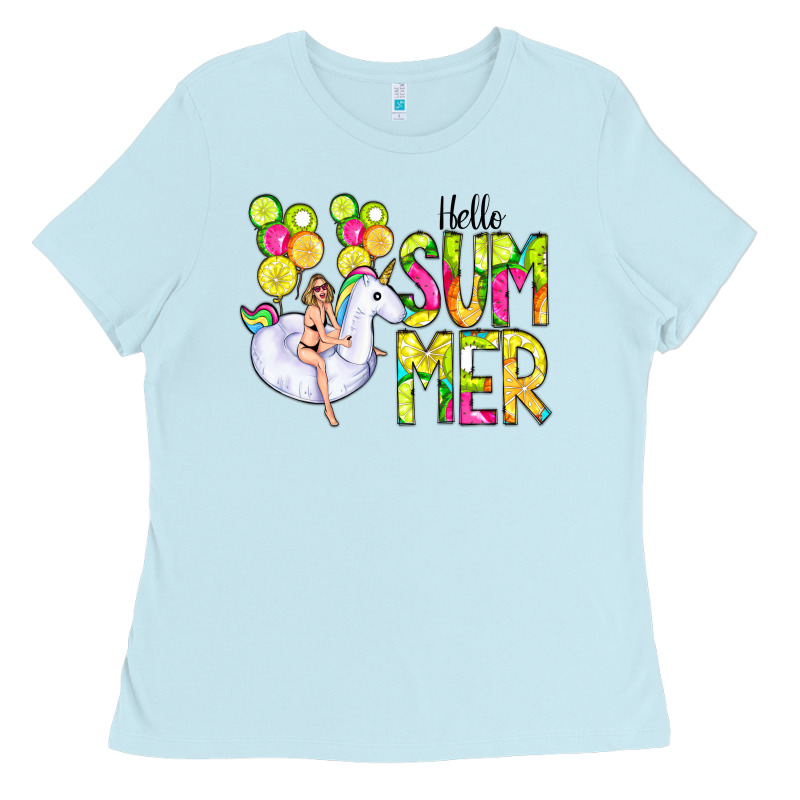 Hello Summer Unicorn Ladies Tee by CowCowDesign | Teevron