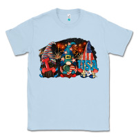 Dusty Blue i love usa gnomes 4th of july Classic Tee - CowGirlArtShop