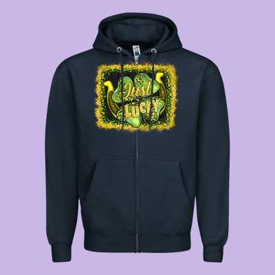 Just Lucky Zipper Hoodie Designed By Adodesignshop