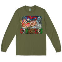 Army Green Merry Christmas Santa Sleigh Long Sleeve Tee - FaDigitalArtStudio