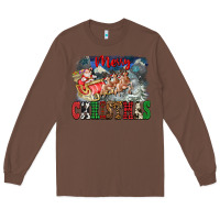 Chestnut Merry Christmas Santa Sleigh Long Sleeve Tee - FaDigitalArtStudio