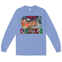 Colony Blue Merry Christmas Santa Sleigh Long Sleeve Tee - FaDigitalArtStudio