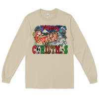 Mushroom Merry Christmas Santa Sleigh Long Sleeve Tee - FaDigitalArtStudio