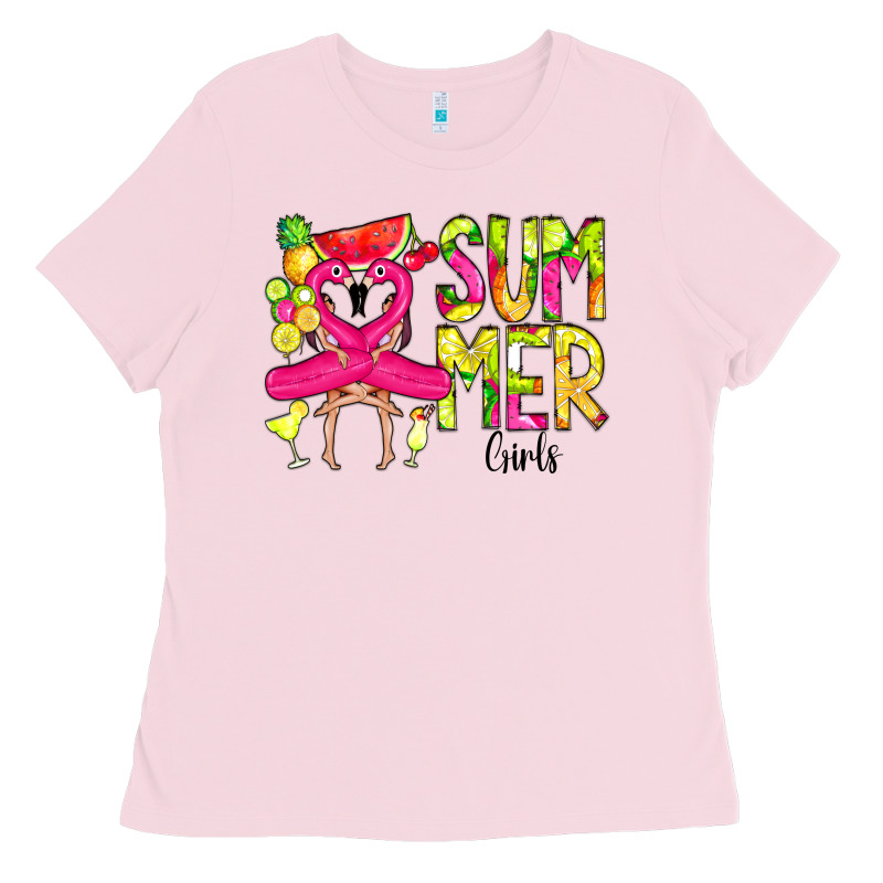 Summer Girls Flamingo Ladies Tee by CowCowDesign | Teevron