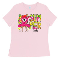 Bubblegum Pink Summer Girls Flamingo Ladies Tee - CowCowDesign