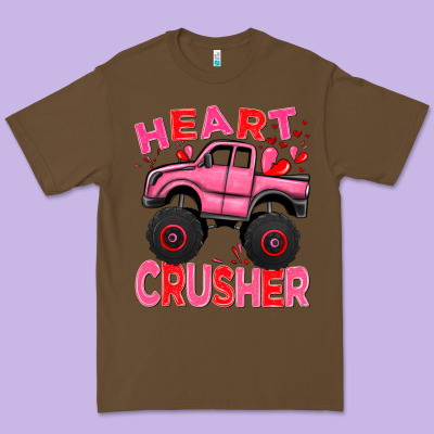 Heart Crusher Pink Monster Truck Valentine's Day Premium Tee Designed By Howdyjamesfarm