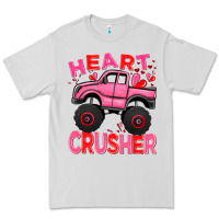 Dove Grey Heart crusher pink monster truck Valentine's Day Premium Tee - HowdyJamesFarm