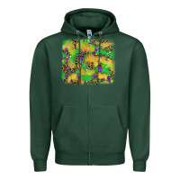 Sports Green mardi gras fleur de lis and leopard background Zipper Hoodie - AdoDesignShop