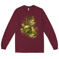 Burgundy camouflage and leopard patch  1 Long Sleeve Tee - BundleAndBundleShop