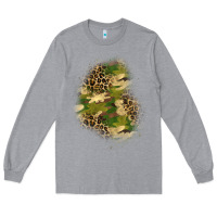 Heather Grey camouflage and leopard patch  1 Long Sleeve Tee - BundleAndBundleShop