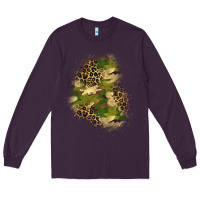 Plum camouflage and leopard patch  1 Long Sleeve Tee - BundleAndBundleShop