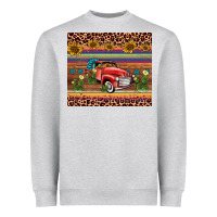 Heather Grey truck sunflower leopard Heavyweight Sweatshirt - AdoDesignShop