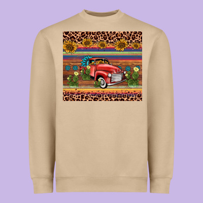 Truck Sunflower Leopard Heavyweight Sweatshirt Designed By Adodesignshop