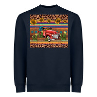 Navy truck sunflower leopard Heavyweight Sweatshirt - AdoDesignShop